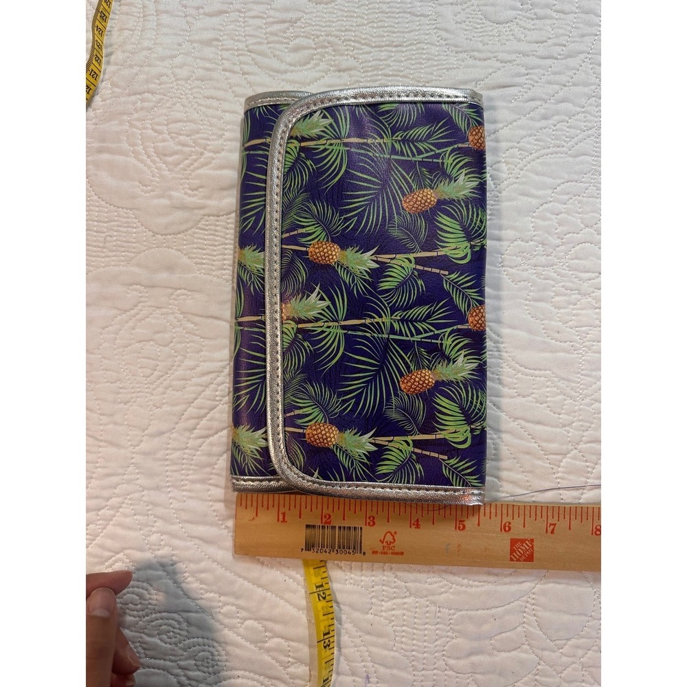 Unbranded Pineapple Tropical Trifold Travel Makeup Brush Organizer Bag Purple
